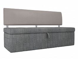 Кухонный прямой диван Стоун (основа рогожка серая, компаньон рогожка бежевая) - Фото предпросмотра