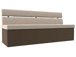 Кухонный прямой диван Классик (основа рогожка бежевая, компаньон рогожка коричневая) - Фото предпросмотра