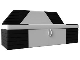 Кухонный прямой диван Дуглас (основа экокожа белая, компаньон экокожа черная) - Фото предпросмотра