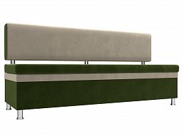 Кухонный прямой диван Стайл (основа микровельвет зеленый, компаньон микровельвет бежевый) - Фото предпросмотра