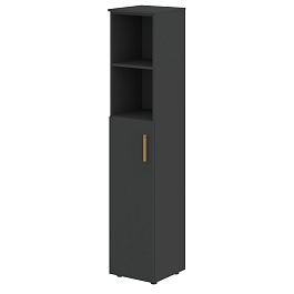 Шкаф колонка с глухой средней дверью и топом FHC 40.6(L) Черный графит/Черный графит 404х429х1983 - Фото предпросмотра