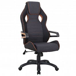 Кресло компьютерное BRABIX "Techno Pro GM-003", ткань, черное/серое, вставки оранжевые, 531813 - Фото предпросмотра