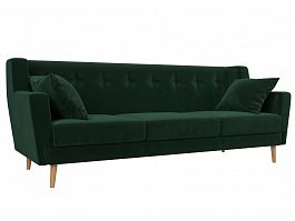 Прямой диван Брайтон 3 (полностью велюр зеленый) - Фото предпросмотра
