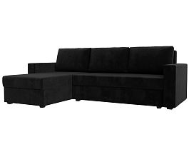 Угловой диван Траумберг Лайт левый (полностью велюр черный) - Фото предпросмотра