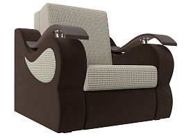 Кресло-кровать Меркурий 60 (основа рогожка Корфу 02, компаньон микровельвет коричневый) - Фото предпросмотра
