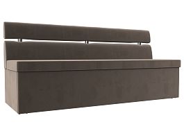 Кухонный прямой диван Классик (полностью велюр коричневый) - Фото предпросмотра