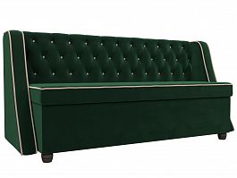 Кухонный прямой диван Лофт (основа велюр зеленый, кант велюр бежевый) - Фото предпросмотра