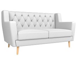Прямой диван Брайтон 2 Люкс (полностью экокожа белая) - Фото предпросмотра