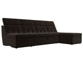 Угловой модульный диван Холидей Люкс (полностью микровельвет коричневый) - Фото предпросмотра