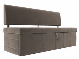 Кухонный прямой диван Стоун (полностью велюр коричневый) - Фото предпросмотра