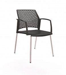 REWIND стул с закрытыми подлокотниками каркас серый/пластик черный "Кресла для посетителей"  ТК-001854000022 черный - Фото предпросмотра