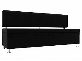 Кухонный прямой диван Стайл (полностью микровельвет черный) - Фото предпросмотра