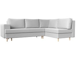 Угловой диван Сильвана правый (полностью экокожа белая) - Фото предпросмотра