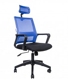 Кресло офисное / Бит / 815А-AF01-T09/черный пластик / синяя сетка / черная ткань "Кресла для руководителей"  ТК-001035000537 синий/черный - Фото предпросмотра