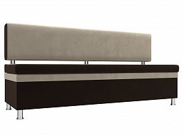 Кухонный прямой диван Стайл (основа микровельвет коричневый, компаньон микровельвет бежевый) - Фото предпросмотра