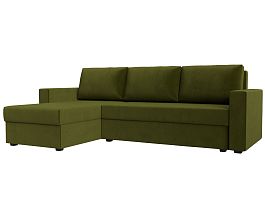 Угловой диван Траумберг Лайт левый (полностью микровельвет зеленый) - Фото предпросмотра
