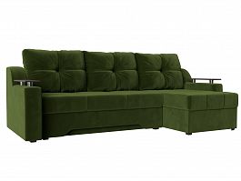 Угловой диван Сенатор правый (полностью микровельвет зеленый) - Фото предпросмотра