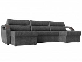 П-образный диван Форсайт (полностью рогожка серая) - Фото предпросмотра