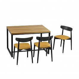 Комплект мебели стол Лофт-4, 3 стула Роквелл - Фото предпросмотра