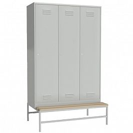 Шкаф для одежды 3-х створчатый 2000x1200x770 на подставке с деревянной скамьей - Фото предпросмотра