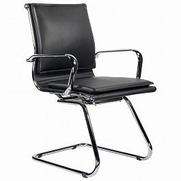 Кресло для приемных и переговорных BRABIX "Kayman CF-102", экокожа, хром, черное, 532572 - Фото предпросмотра