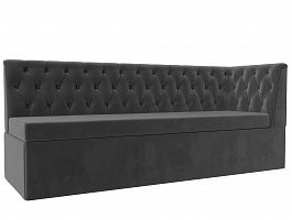 Кухонный диван Маркиз с углом (полностью велюр серый) - Фото предпросмотра