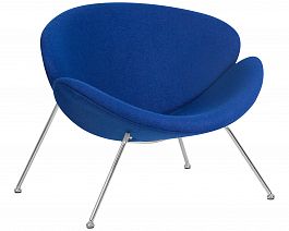 Кресло дизайнерское DOBRIN EMILY (синяя ткань AF6, хромированная сталь) - Фото предпросмотра