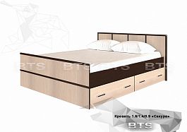 "Сакура" кровать 1,4м LIGHT (1550х860х2034) (венге/лоредо) - Фото предпросмотра