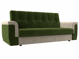 Прямой диван Эллиот (основа микровельвет зеленый, компаньон микровельвет бежевый) - Фото предпросмотра