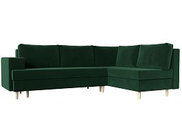 Угловой диван Сильвана правый (полностью велюр зеленый) - Фото предпросмотра