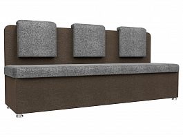 Кухонный прямой диван Маккон 3-х местный (основа рогожка серая, компаньон рогожка коричневая) - Фото предпросмотра