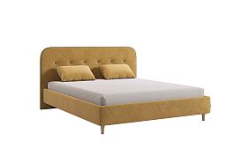 Кровать с основанием Лео 160х200 см KM1.6-19.2349 медовый (велюр)/графит (велюр) - Фото предпросмотра