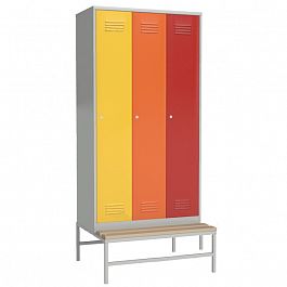 Цветной шкаф для одежды 3 ств 2000x900x770 на подставке со скамьей - Фото предпросмотра