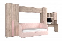 Комплект детской мебели Лайк К41 КД41Лайк.2201 дуб мария/роуз/нежно-розовый (велюр) - Фото предпросмотра