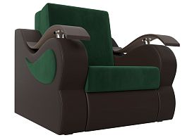 Кресло-кровать Меркурий 80 (основа велюр зеленый, компаньон экокожа коричневая) - Фото предпросмотра