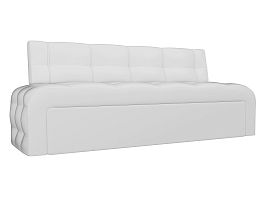 Кухонный прямой диван Люксор (полностью экокожа белая) - Фото предпросмотра