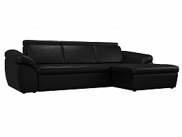 Угловой диван Мисандра правый (полностью экокожа черная) - Фото предпросмотра