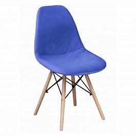 Чехол Е02 на стул Eames, уплотненный, велюр синий - Фото предпросмотра