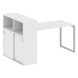 Metal System Quattro Стол письменный с шкафом-купе на О-образном м/к 40БО.РС-СШК-3.3 Т Белый/Серый металл 1810*1120*1098 - Фото предпросмотра