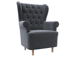 Кресло Торин Люкс (полностью велюр серый) - Фото предпросмотра