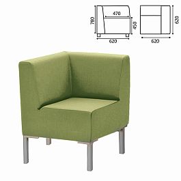 Кресло мягкое угловое "Хост" М-43, 620х620х780 мм, без подлокотников, экокожа, светло-зеленое - Фото предпросмотра