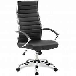 Кресло офисное BRABIX "Style EX-528", экокожа, хром, черное, 531947 - Фото предпросмотра