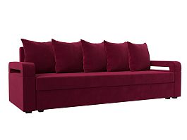Прямой диван Гермес Лайт (полностью микровельвет бордовый) - Фото предпросмотра