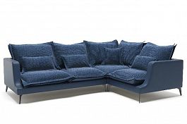 Rey диван угловой замша синий - Фото предпросмотра