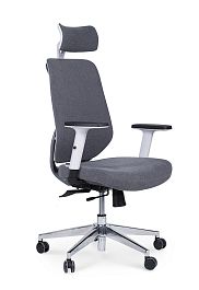 Кресло офисное Имидж gray 2 / белый пластик / серая ткань - Фото предпросмотра