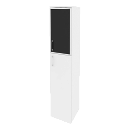 Onix Шкаф высокий узкий правый O.SU-1.7 R (R) black Белый бриллиант/Стекло black 400*420*1977 - Фото предпросмотра