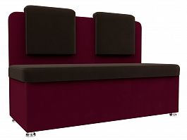 Кухонный прямой диван Маккон 2-х местный (основа микровельвет коричневый, компаньон микровельвет бордовый) - Фото предпросмотра