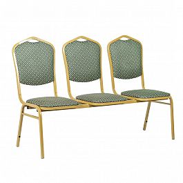 Секция из 3 стульев Хит Лайт - золото, ромб зеленый - Фото предпросмотра
