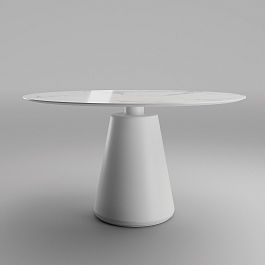 Стол круглый Ikon 120, керамика глянцевая, белая - Фото предпросмотра