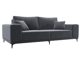 Прямой диван Льюес (полностью велюр серый) - Фото предпросмотра